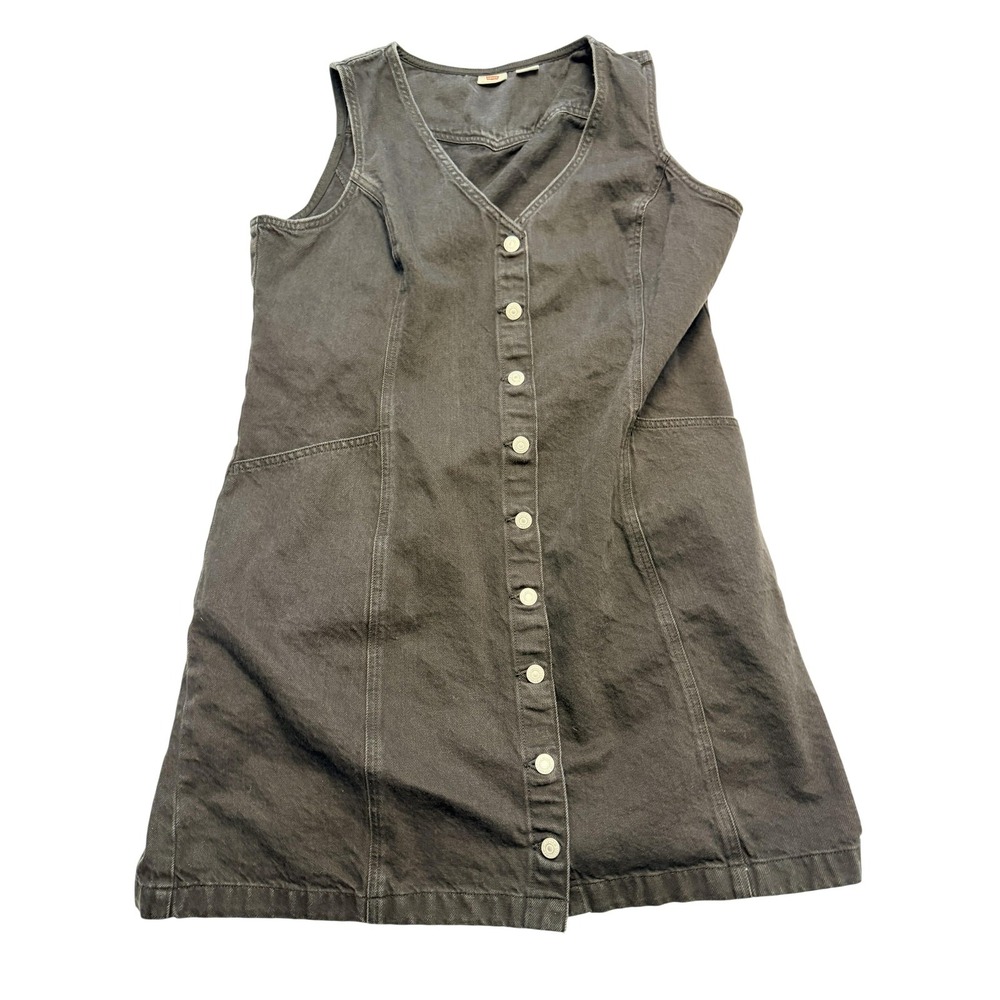 Levi's‎ Dress Womens 2XL Gray Denim Button Front Sleeveless A Line Belted - Picture 2 of 10